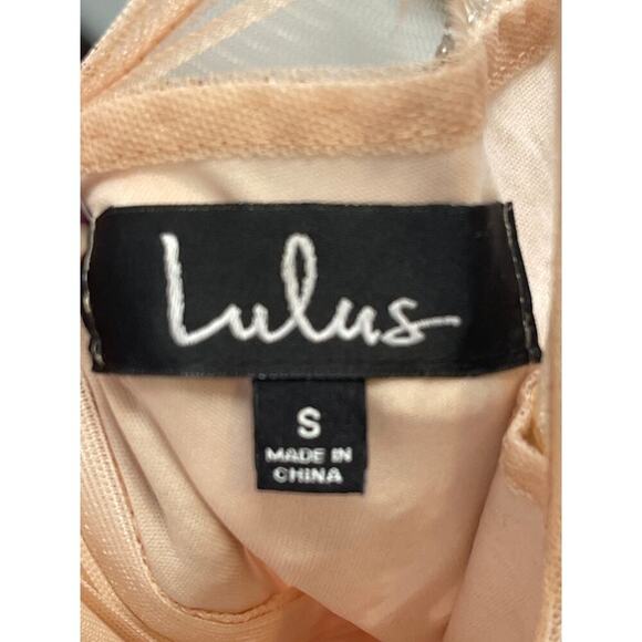 NWT Lulu's Poppin' Champagne Blush Pink Fringe Sleeveless Dress Women's Size Sm - Picture 7 of 7